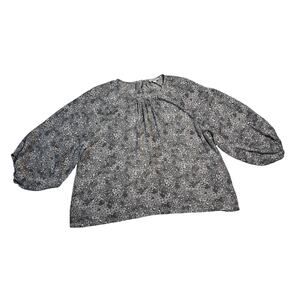 LOFT Crewneck Floral Print Balloon Sleeve Blouse Size X-Large Office Career Boho
